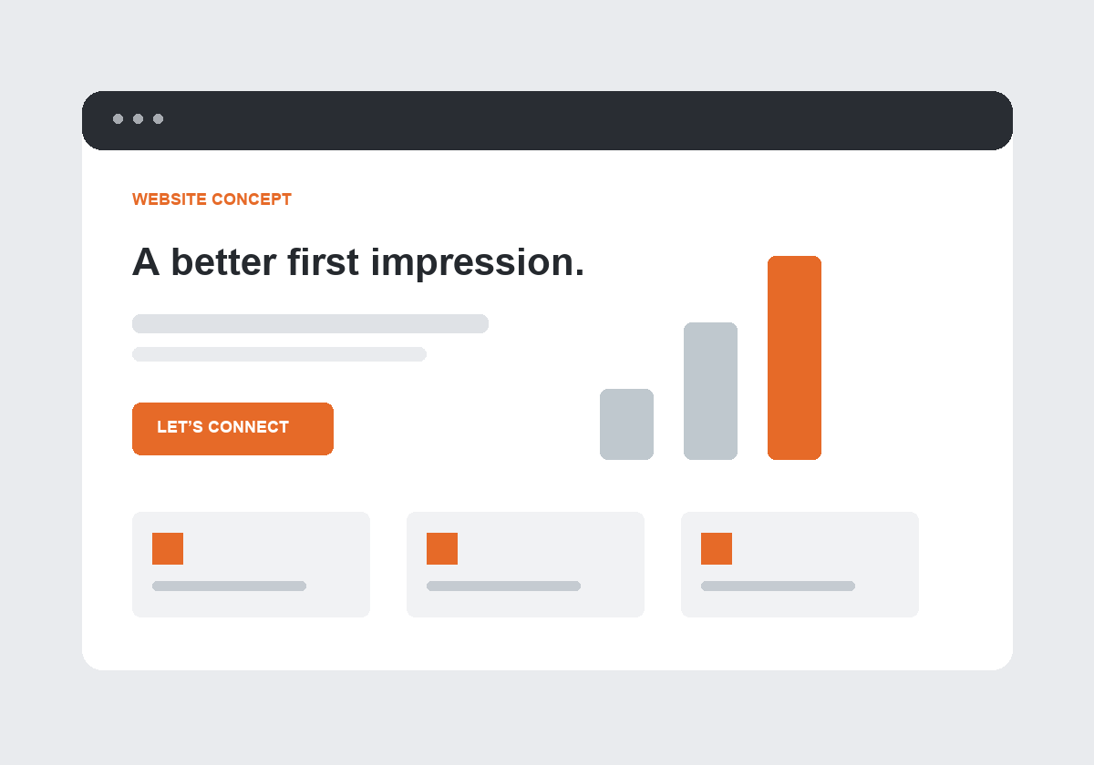 Illustrative website concept with a clean layout and orange accents.